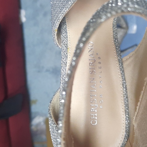 2 for $15 Christian Siriano for Payless silver glitter heels with zipper. - Picture 4 of 8